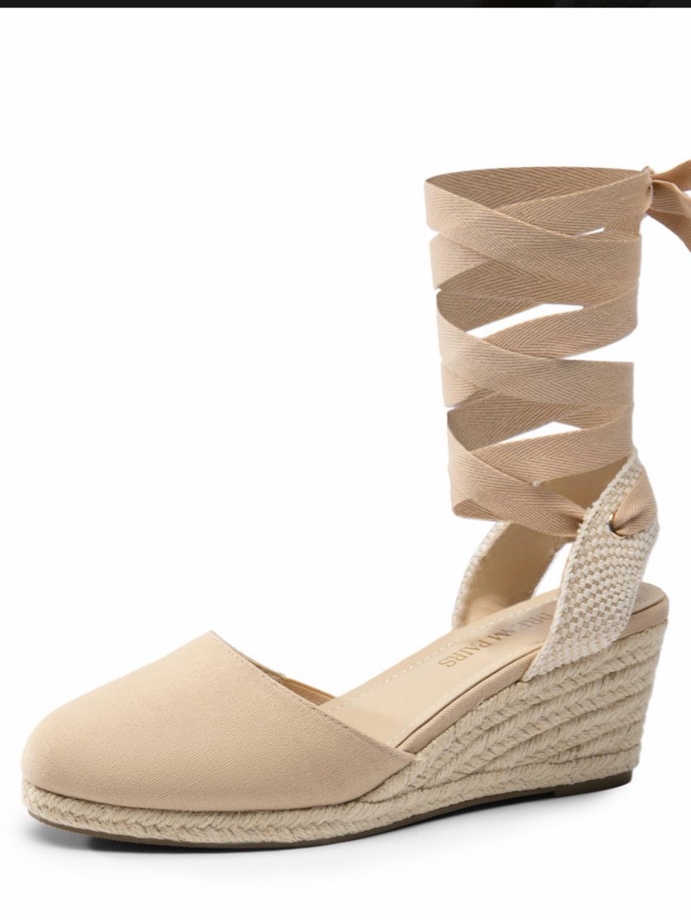 Women’s Tan Espadrille Ankle Tie Wedges